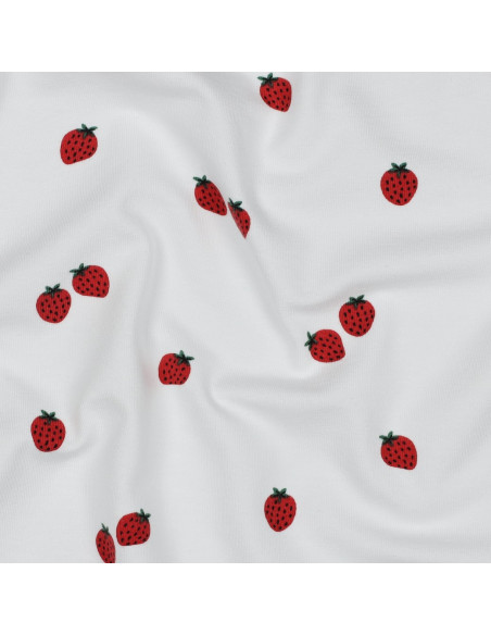 Tecido jersey Morangos - Fundo branco