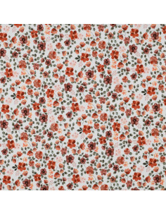 Tecido jersey Anna - Flores de pêssego em fundo branco 2
