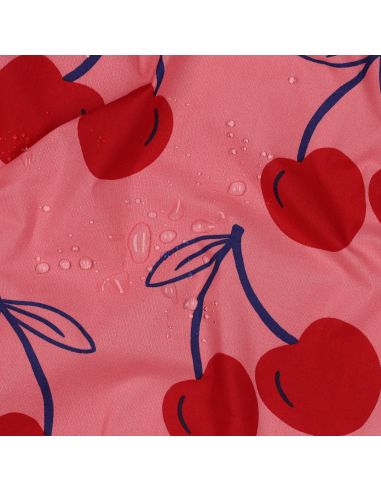 Tecido de algodão repelente de água com cerejas grandes - Rosa