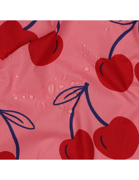 Tecido de algodão repelente de água com cerejas grandes - Rosa