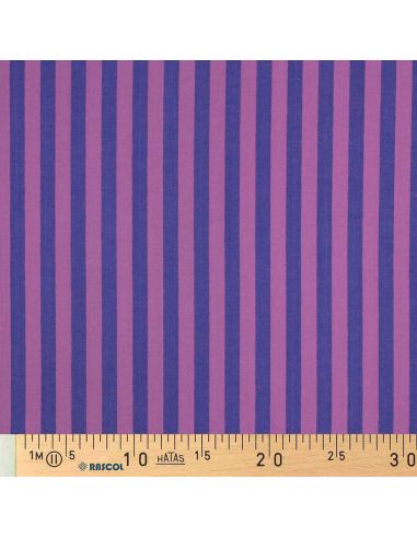 Tecido popelina de algodão - Listras largas - Figo e roxo