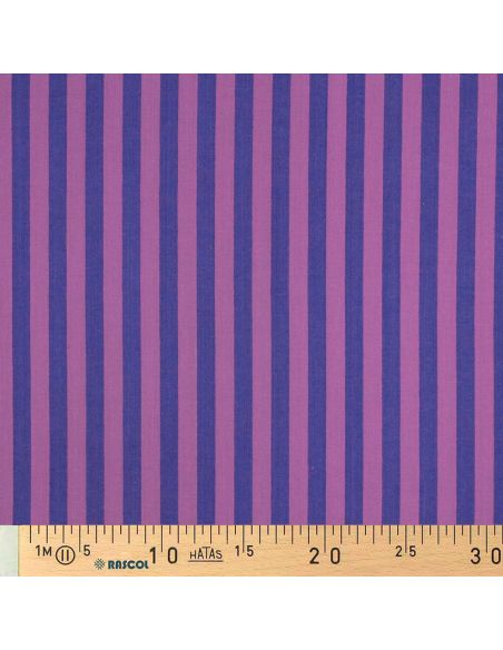 Tecido popelina de algodão - Listras largas - Figo e roxo