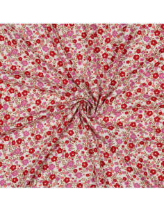 Tecido viscose pequenas flores brilhantes - Branco sujo