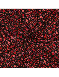 Tecido viscose flores pequenas brilhantes - Preto