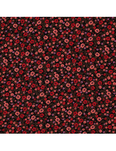 Tecido viscose flores pequenas brilhantes - Preto 2