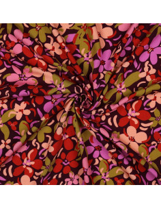 Tecido viscose flores brilhantes - Roxo escuro