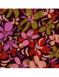 Tecido viscose flores brilhantes - Roxo escuro 2