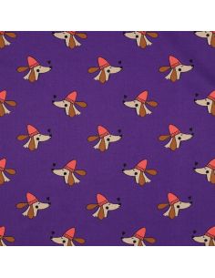 Tecido popeline de algodão cães e corações - Roxo 2
