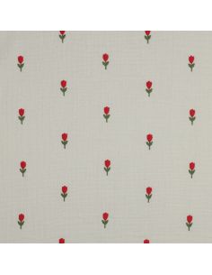 Tecido gaze dupla bordado flores - Natural 2