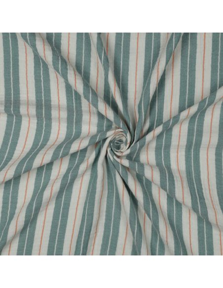 Tecido gaze dupla estampado listras - Verde