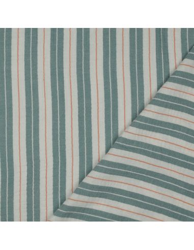 Tecido gaze dupla estampado listras - Verde