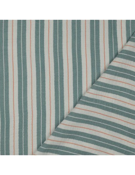 Tecido gaze dupla estampado listras - Verde