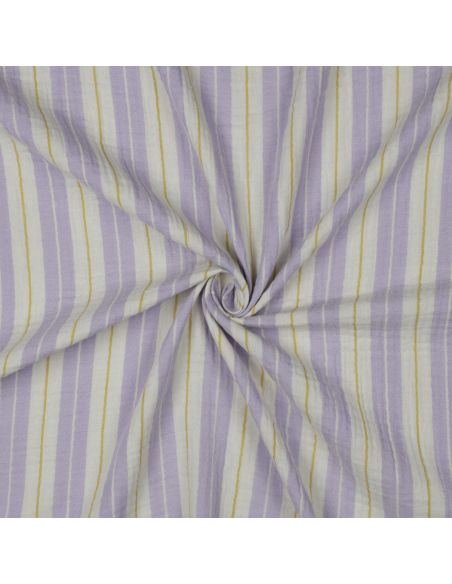 Tecido gaze dupla estampado listras - Roxo
