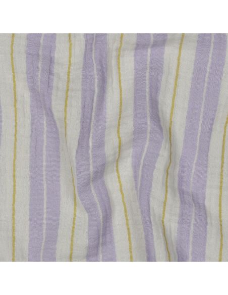 Tecido gaze dupla estampado listras - Lilás
