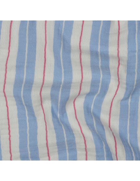 Tecido gaze dupla estampado listras - Azul