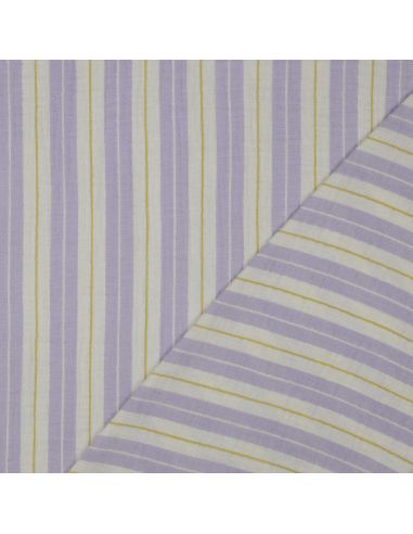 Tecido gaze dupla estampado listras - Lilás