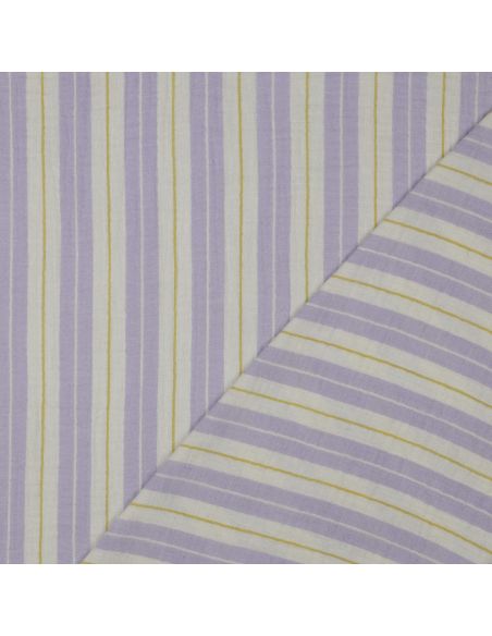 Tecido gaze dupla estampado listras - Lilás