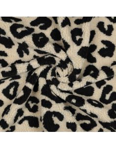 Tecido de pelúcia Teddy - Preto e creme