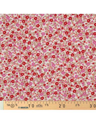 Tecido viscose pequenas flores brilhantes - Branco sujo