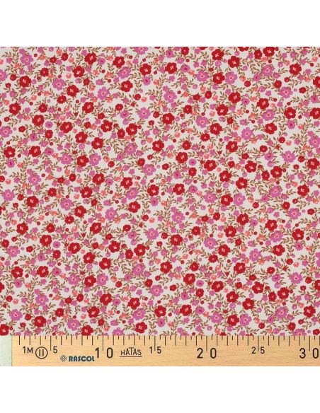 Tecido viscose pequenas flores brilhantes - Branco sujo