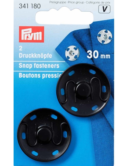 Botões de pressão para costurar 30 mm - Preto
