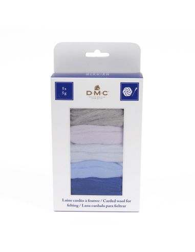 Pack de 5 lãs cardadas para feltrar DMC - Glacier