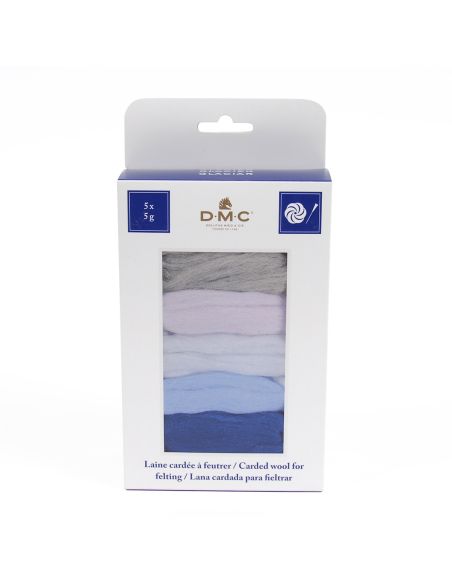 Pack de 5 lãs cardadas para feltrar DMC - Glacier