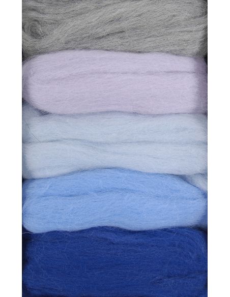 Pack de 5 lãs cardadas para feltrar DMC - Glacier