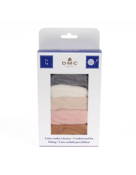 Pack de 5 lãs cardadas para feltrar DMC - Seashell