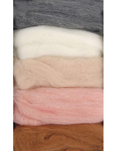 Pack de 5 lãs cardadas para feltrar DMC - Seashell