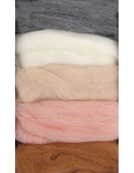 Pack de 5 lãs cardadas para feltrar DMC - Seashell