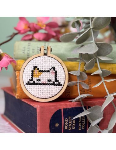 Mini kit bordado ponto cruz - somos felinos um para o outro