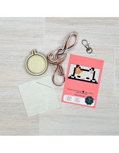 Mini kit bordado ponto cruz - somos felinos um para o outro
