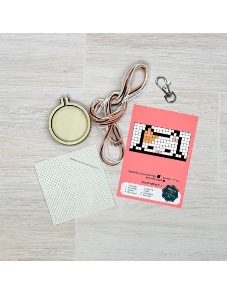 Mini kit bordado ponto cruz - somos felinos um para o outro