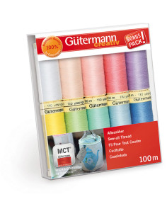 Conjunto de 10 linhas de costura de poliéster Gütermann - Pastel