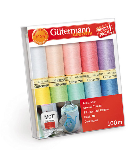 Conjunto de 10 linhas de costura de poliéster Gütermann - Pastel