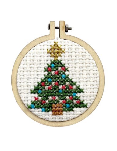 Mini kit bordado ponto cruz - Minha bela árvore de Natal