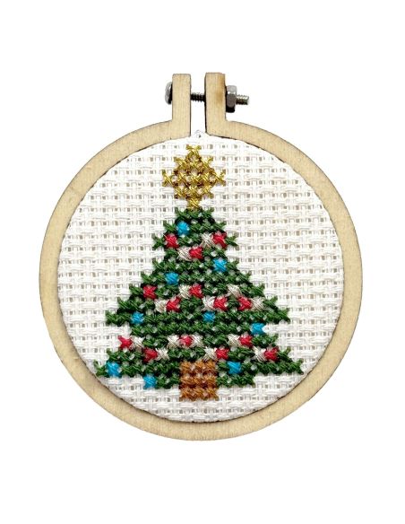 Mini kit bordado ponto cruz - Minha bela árvore de Natal