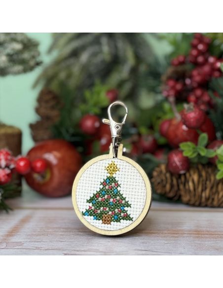 Mini kit bordado ponto cruz - Minha bela árvore de Natal