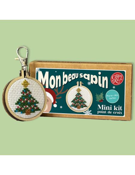Mini kit bordado ponto cruz - Minha bela árvore de Natal