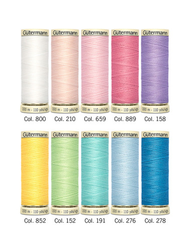 Conjunto de 10 linhas de costura de poliéster Gütermann - Pastel