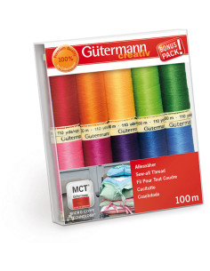 Conjunto de 10 linhas de costura de poliéster Gütermann - Cores Vivas