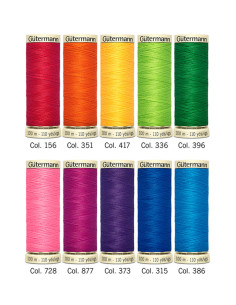 Conjunto de 10 linhas de costura de poliéster Gütermann - Cores Vivas 2