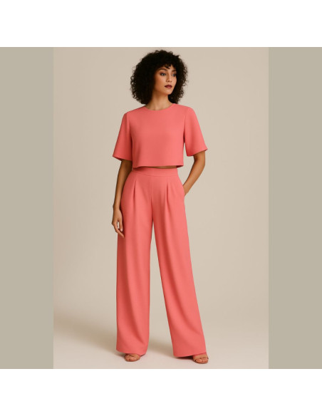 Tecido crepe Georgette - Coral