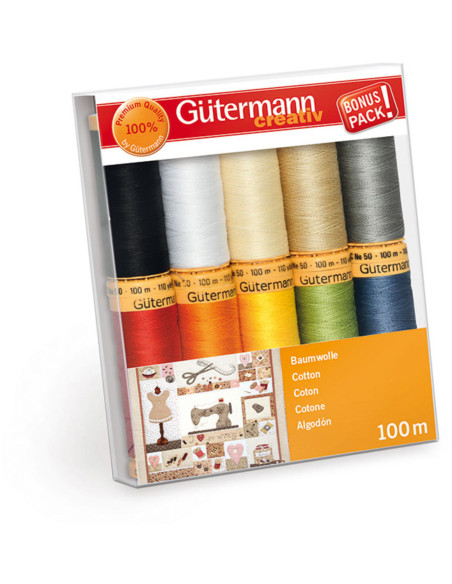 Conjunto de 10 linhas de costura de algodão Gütermann