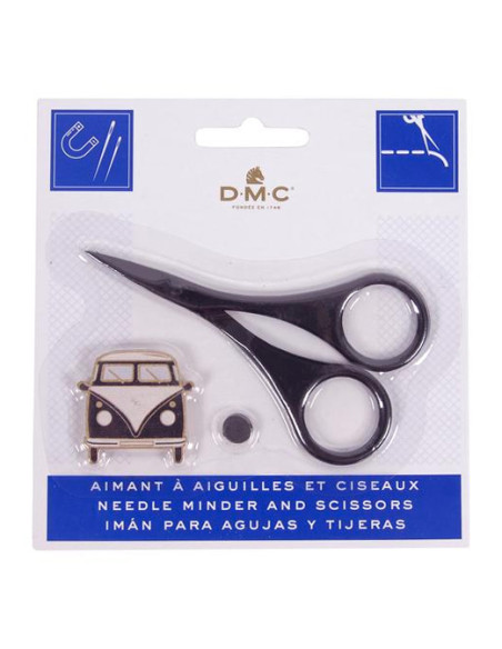 Conjunto de tesouras e ímã de agulhas de viagem DMC - Preto
