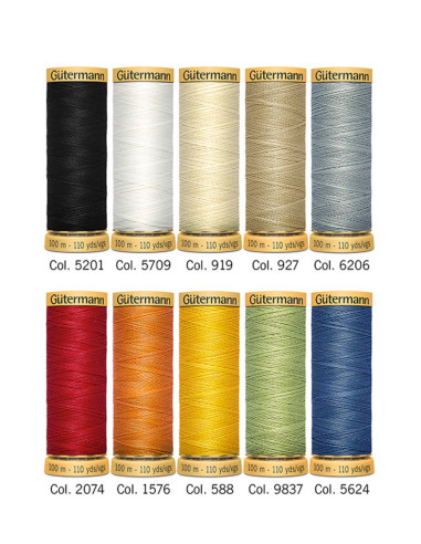 Conjunto de 10 linhas de costura de algodão Gütermann