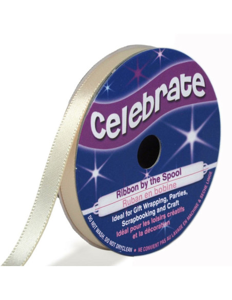 Fita de cetim Celebrate creme - 6 mm x 6 metros