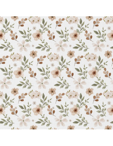 Tecido popelina de algodão - Zada branco e natural