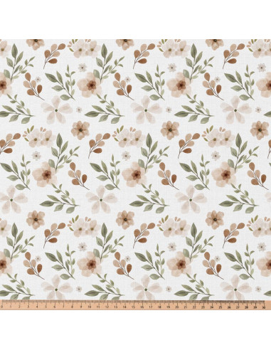 Tecido popelina de algodão - Zada branco e natural